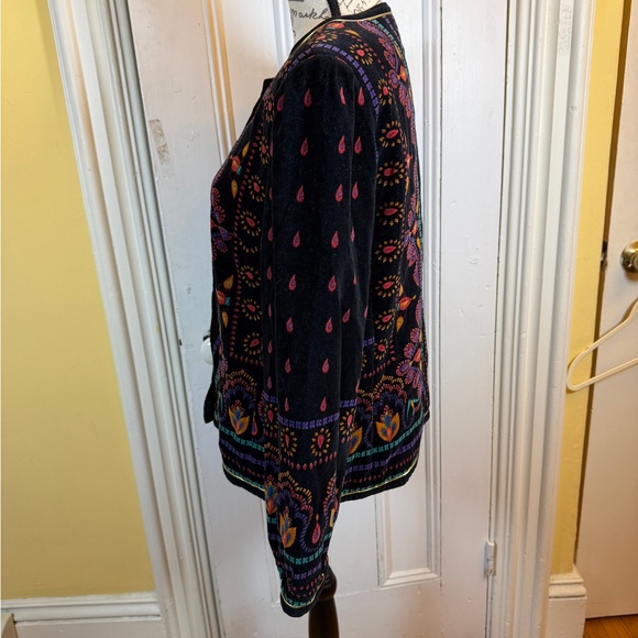 Savion Italy Vintage Paisley Velvet Jacket Made in Japan Cotton Size 14 - Picture 2 of 10